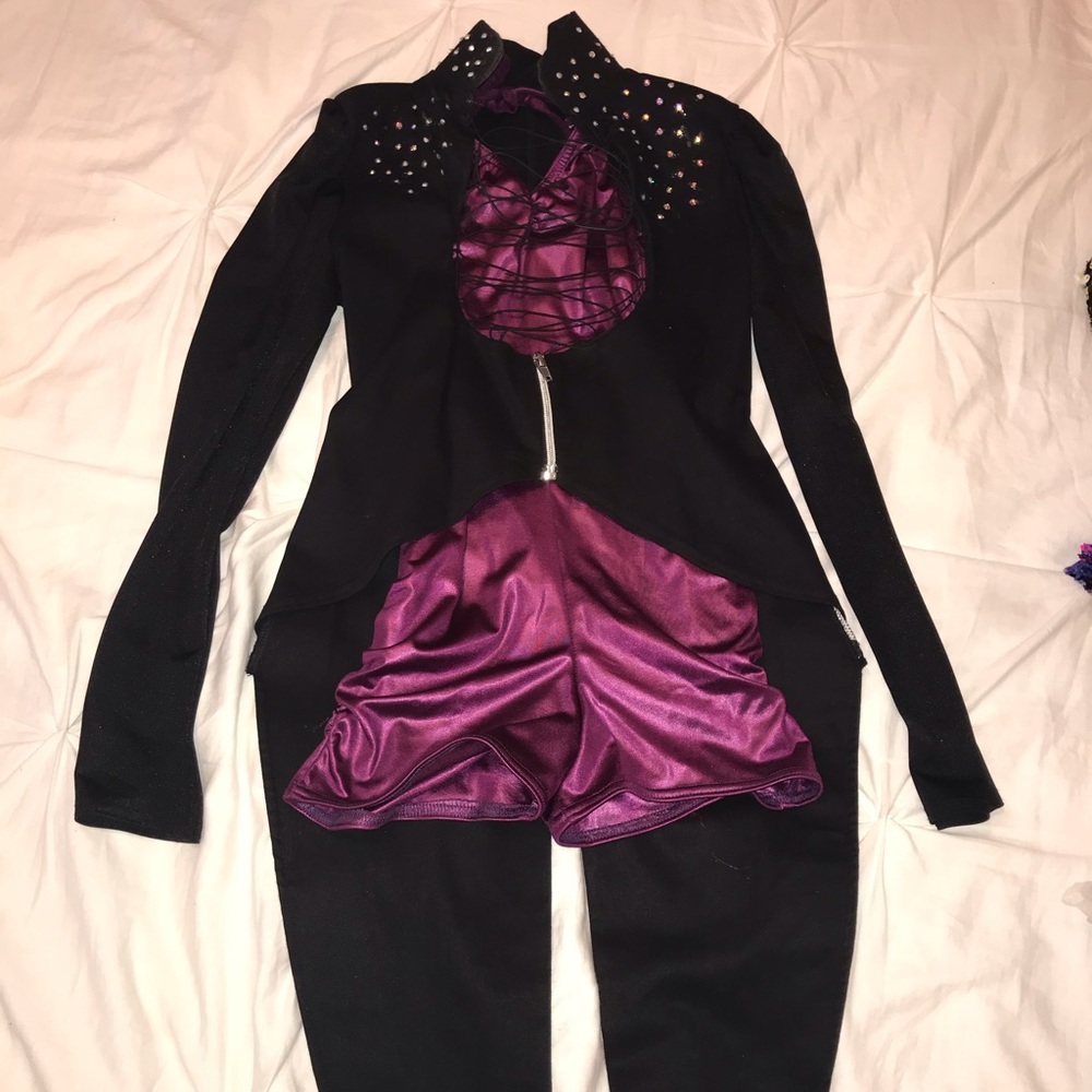 purple and black sparkle dance costume